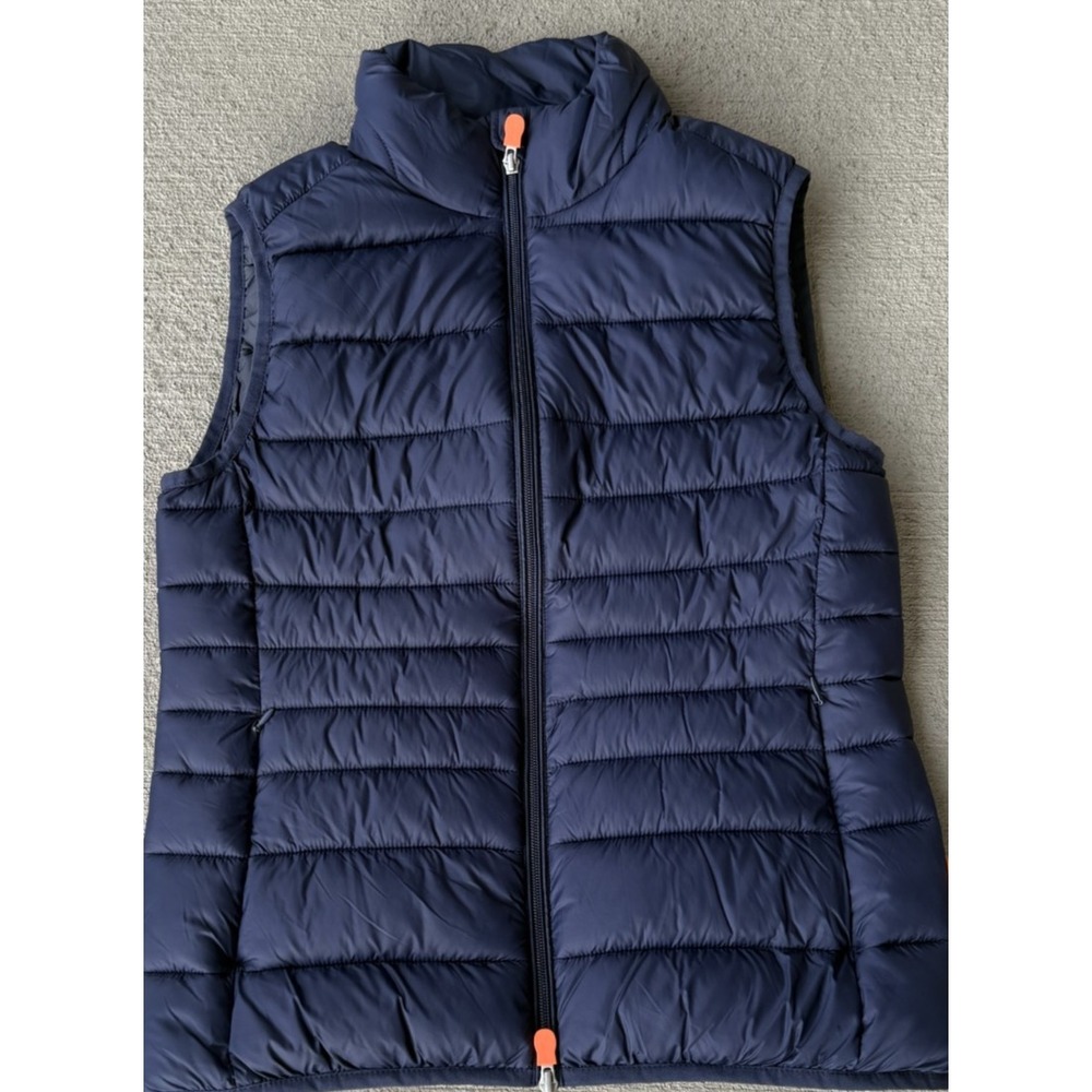 Save The Duck Mens Puffer Vest Blue Full Zip Lightweight Padded Gilet Size 2/M
